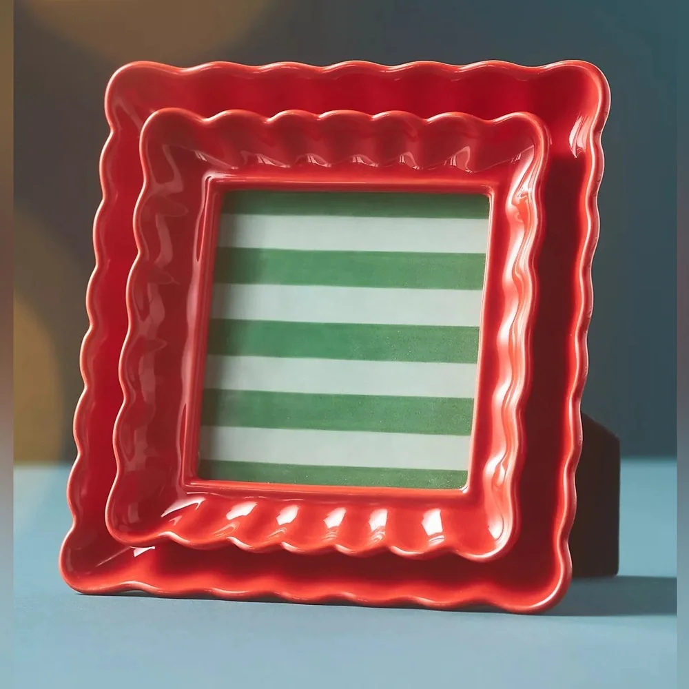 Phillipa Stoneware Picture Frame. 4x4” picture opening. Easel Backed.